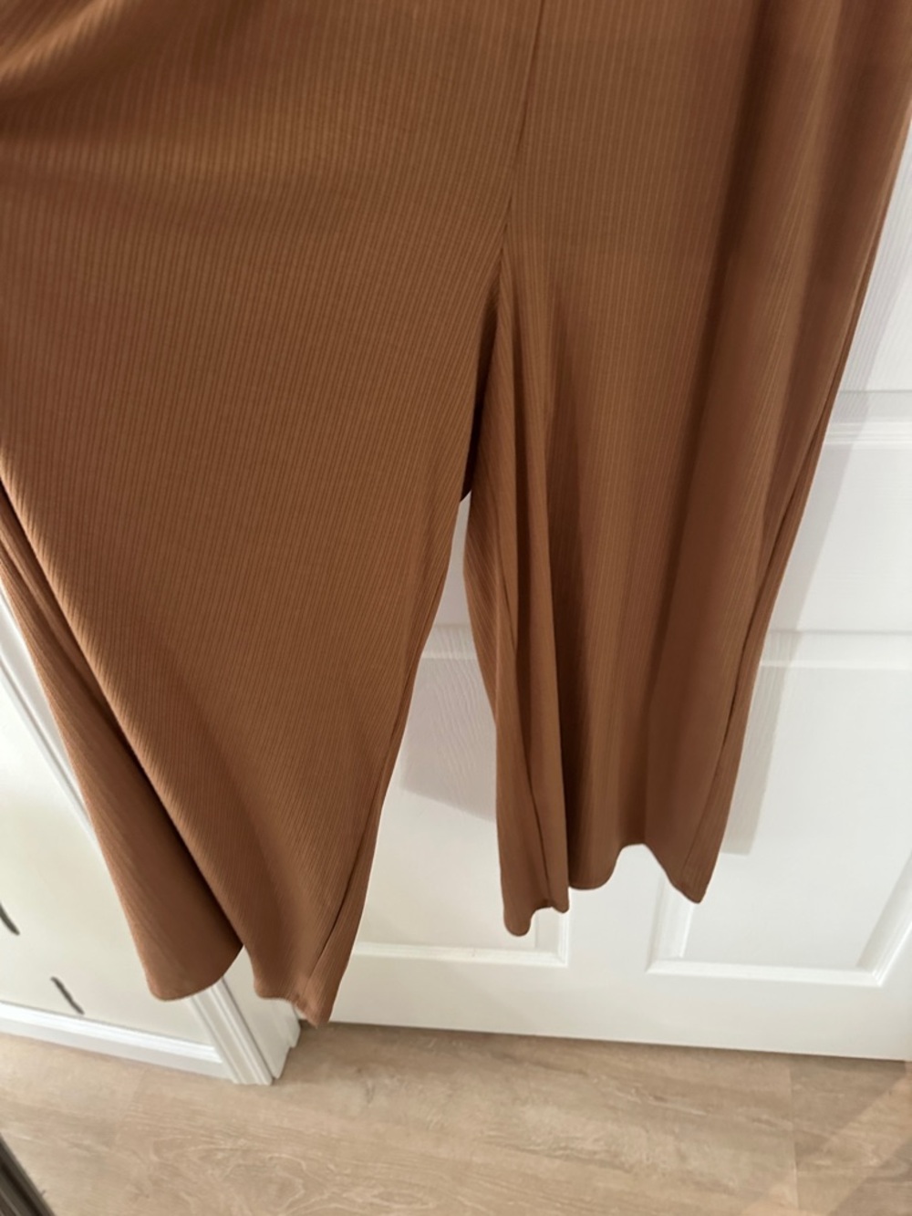 Rust Wide-Leg Ribbed Jumpsuit - Picture 2 of 7